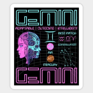 Gemini Neon Cyberpunk Zodiac Design Magnet